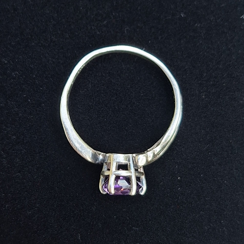 Southwestern Amethyst Ring 'PGR', Retro Style Sz 8 Marked "Sterling" VTG - Picture 4 of 11